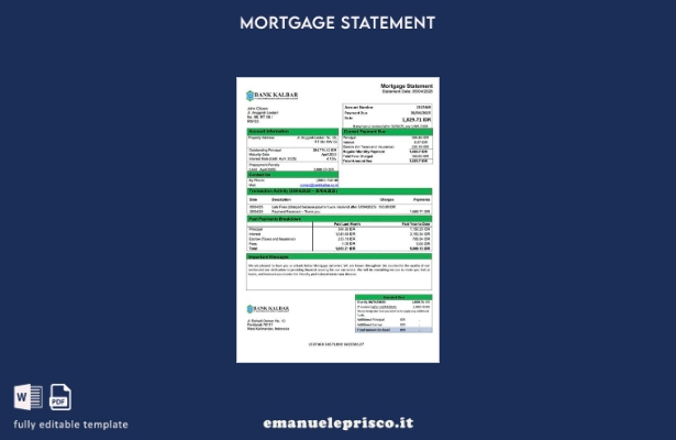 stile verificato Estratto conto ipotecario Indonesia Bank Kalbar Modello Word e 
